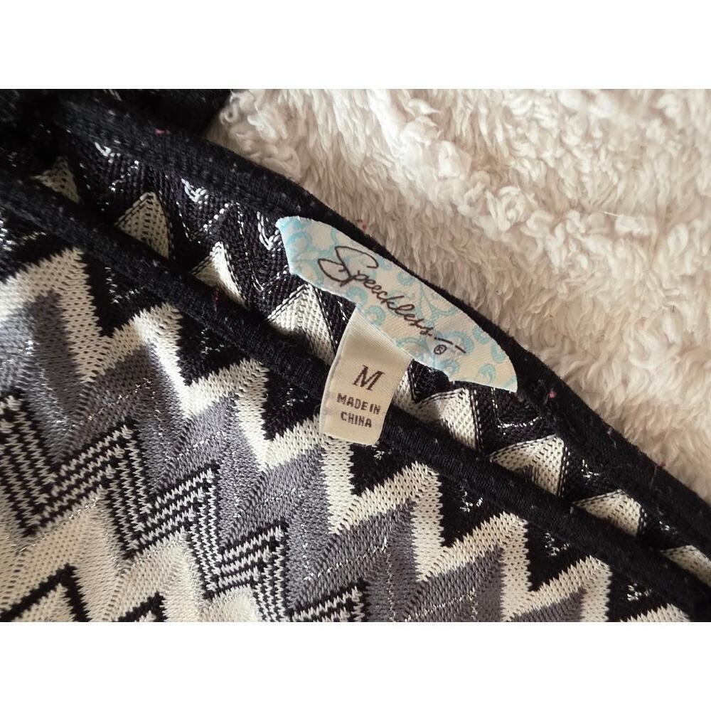 🖤 Speechless Black & Silver Zigzag Knit Halter Dress – Size M - Picture 3 of 4